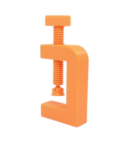 Orange 3d gedruckte Schraubzwinge zur Anschauung des 3d drucks
